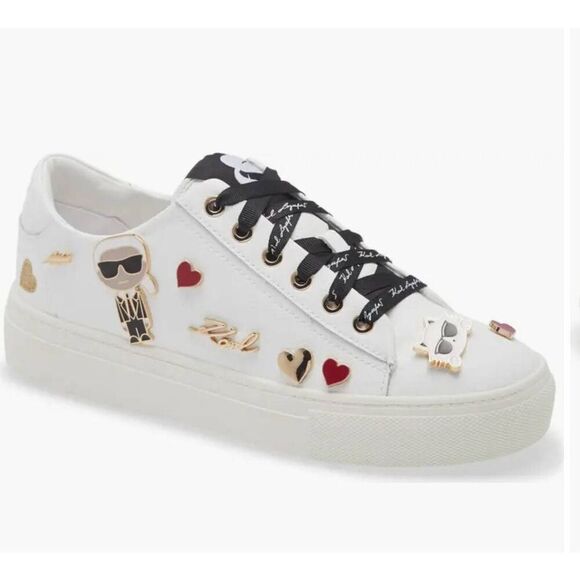 Karl Lagerfeld Paris Cate Pin Logo Sneaker Size 8.5 - Picture 1 of 9